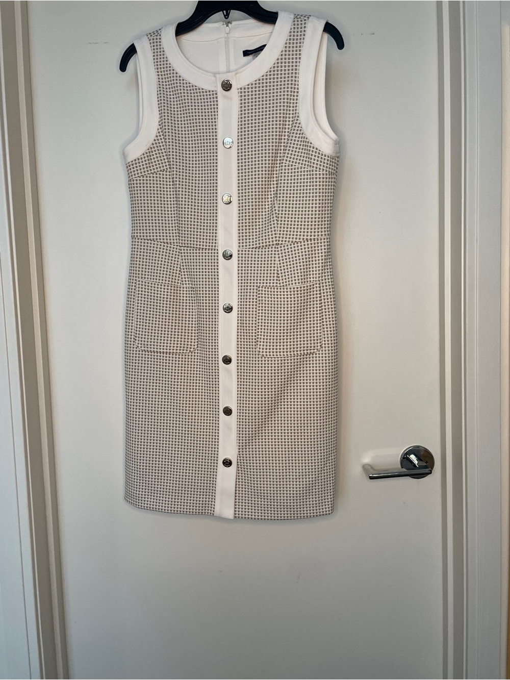 Tommy Hilfiger Cream Sleeveless Button-Front Mini Dress